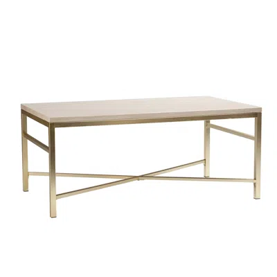 Homezia 42" Off White Manufactured Wood And Metal Rectangular Coffee Table