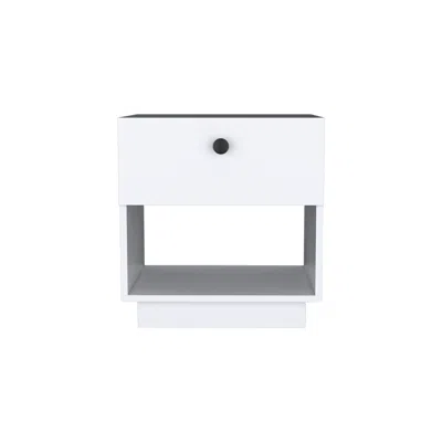 Homezia 20" White One Drawer Faux Wood Nightstand