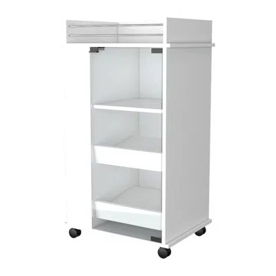 Homezia White Rolling Bar Cart With Wine Storage