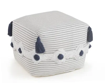 Homezia 18" Gray 100% Cotton Ottoman