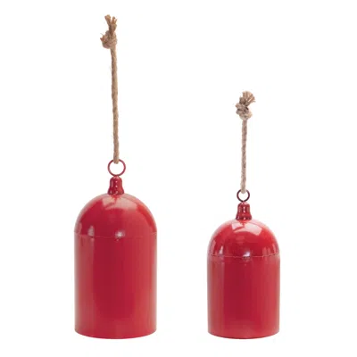 Houzbling Bell Ornament (set Of 2) 6"h, 10.5"h Metal/rope
