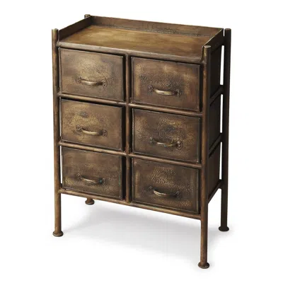 Homezia 23" Bronze Metal Six Drawer Chest
