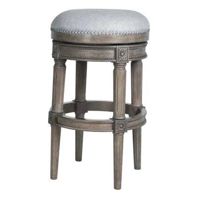 Homezia 31" Gray Solid Wood Swivel Backless Bar Height Bar Chair