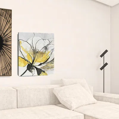 Homezia Modern Yellow And Black Flower Unframed Print Wall Art