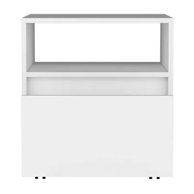 Homezia 21" White One Drawer Faux Wood Nightstand