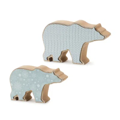 Houzbling Bear (set Of 2) 5"l X 3"h, 6"l X 3.75"h Wood