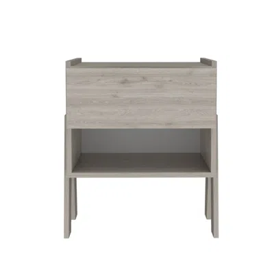 Homezia 22" Gray One Drawer Faux Wood Nightstand