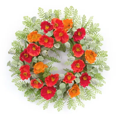 Houzbling Poppy Wreath 18.5"d Polyester