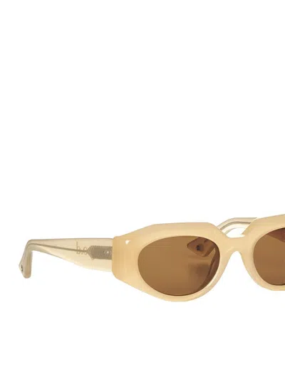 Shop Fear Of God G.o.d. Sunglasses In Milky Ivory W Brown Lens