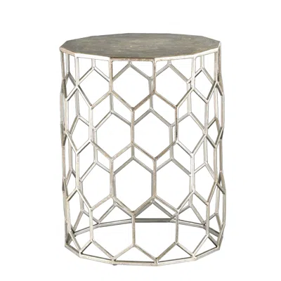 Homezia 18" Antiqued Gold Honeycomb Hexagonal End Table