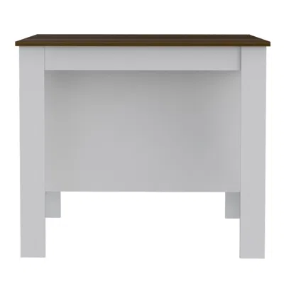 Homezia Modern White And Caramel Kitchen Island