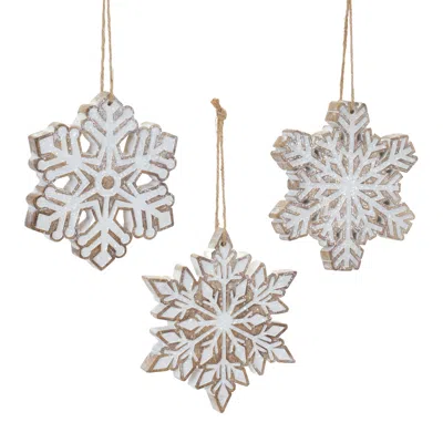 Houzbling Snowflake Ornament (set Of 3) 4.75"h Resin