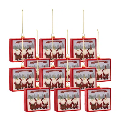 Houzbling Gnome Ornament (set Of 12) 3.75"h Glass