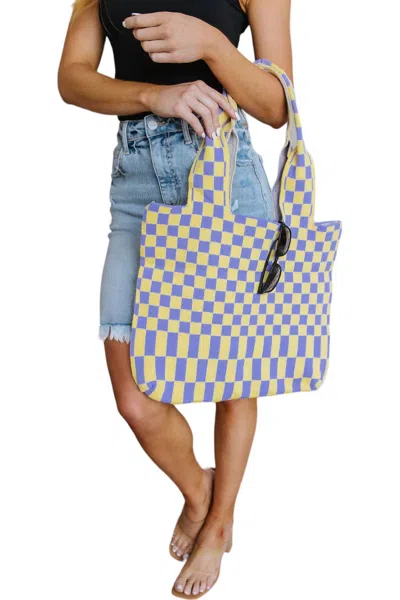 123 Amore Women's Checkerboard Lazy Wind Big Bag In Lilac & Yellow In Multi