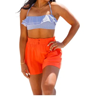 Cotton Bleu A Little Lazy High Rise Shorts In Orange In Orange