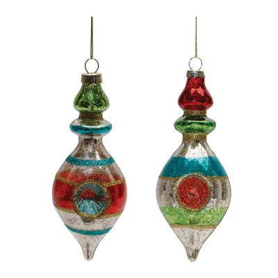 Houzbling Reflector Drop Ornament (set Of 12) 6"h Glass