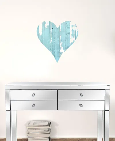 Homezia 18" Rustic Farmhouse Turquoise Wooden Heart