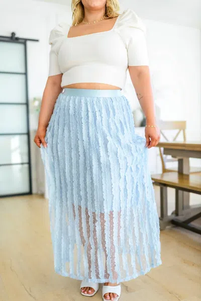 143 Story Cascading Ruffles A-line Skirt In Sky Blue In Blue