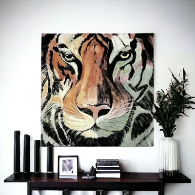 Homezia Staring Tiger Portrait Unframed Print Wall Art