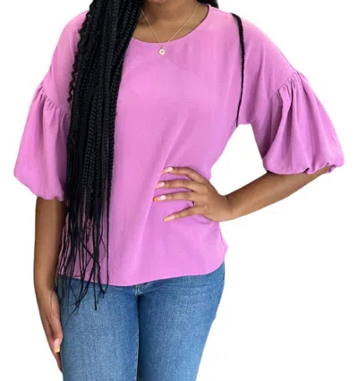 Ivy Jane Pouf Sleeve Top In Lavender In Purple