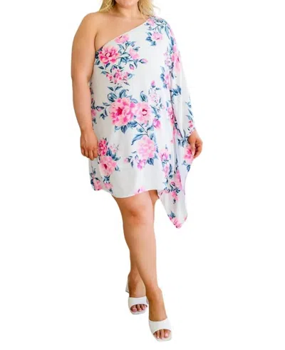 Andree By Unit Forever Smitten One Shoulder Dress In White Floral In Multi