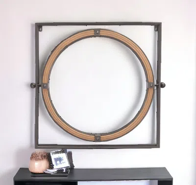 Homezia 22" Gray Square Steel Framed Accent Mirror