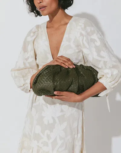 Cleobella Gigi Woven Clutch In Olive In Green