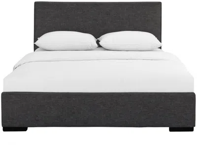 Homezia Grey Upholstered King Platform Bed