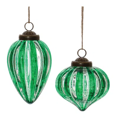 Houzbling Ornament (set Of 6) 3.75"h, 5"h Glass