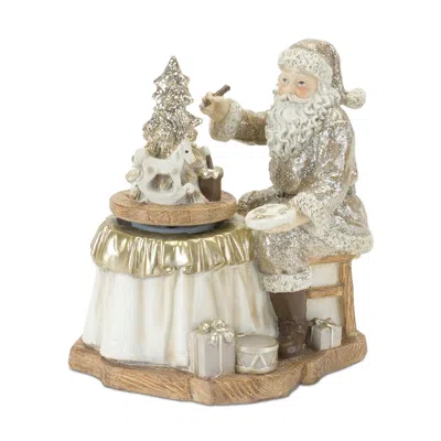 Houzbling Santa W/paint Brush (set Of 2) 6.5"h Resin