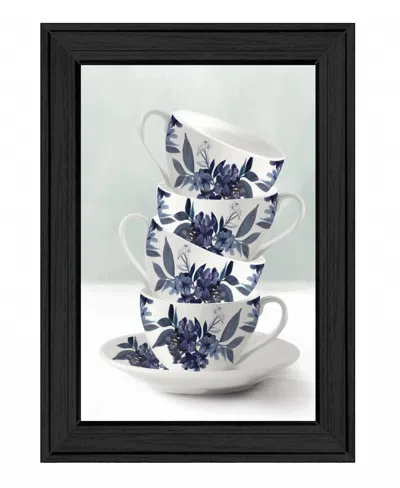 Homezia Tea Tower Blue 2 Black Framed Print Kitchen Wall Art