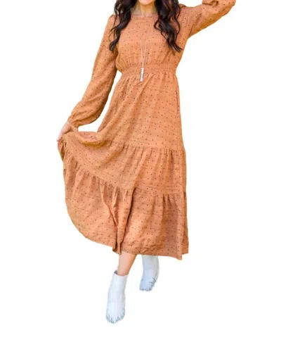 Hayden La Great Things Long Sleeve Polka Dot Dress In Orange/black In Multi