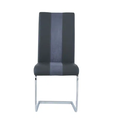 Homezia Set Of 4 Grey Two Toned Dining Chairs With Silver Tone Metal Base