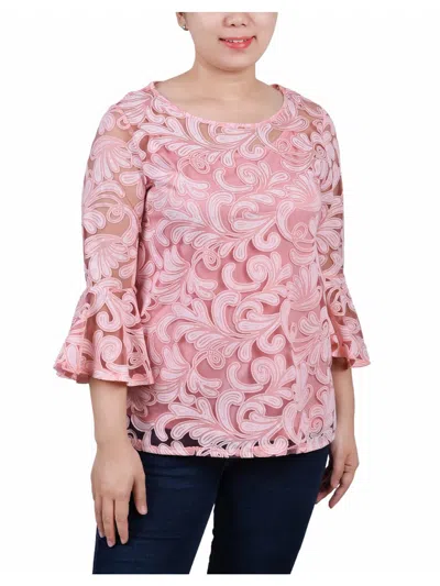 Ny Collection Women's Bell Sleeve Blouse And Solid Camisole In Pink