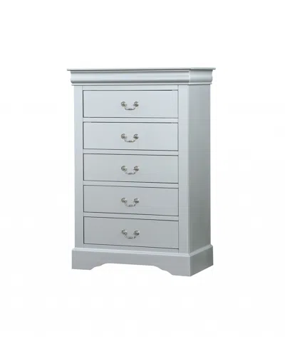 Homezia 15" White Solid Wood Five Drawer Lingerie Chest