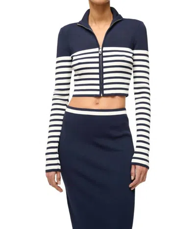 STAUD RAFT ZIPPER TOP IN NAVY,WHITE 