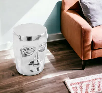 Homezia 13" X 13" X 18" Silver Aluminum Face Stool