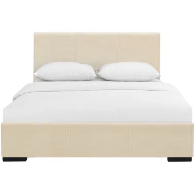 Homezia Beige Upholstered Full Platform Bed