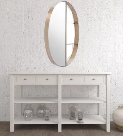 Homezia 34" Bronze Oval Steel Framed Accent Mirror