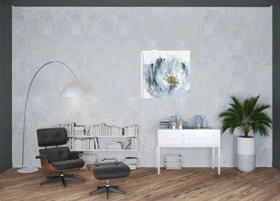 Homezia 40" X 40" Watercolor Abstract Gray Blue Flower Ii Canvas Wall Art
