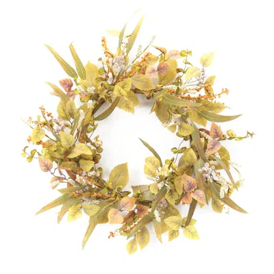 Houzbling Mixed Fall Foliage Wreath 21"d Polyester
