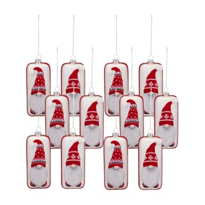 Houzbling Gnome Ornament (set Of 12) 6.25"h Glass