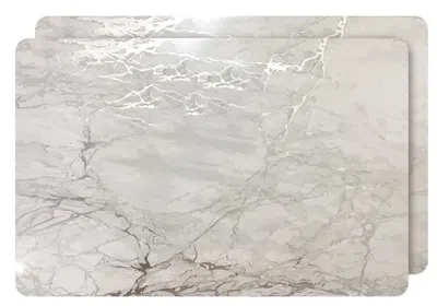 Homezia Set Of Two Silver Swirl Cork Rectangular Indoor Outdoor Placemats