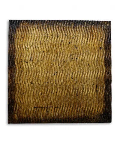 Homezia Bronze Metallic Ridge Wood Wall Art