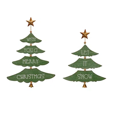 Houzbling Tree Shape Sign (set Of 2) 17.5"h, 21.5"h Mdf/iron
