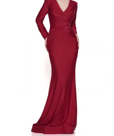 Marsoni By Colors Long Sleeve Gown In Berry In Pink