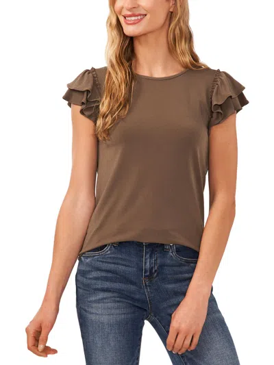 Cece Womens Ruffled Crewneck Blouse In Green