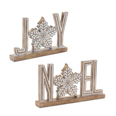 Houzbling Joy And Noel Sign (set Of 4) 6.75"l X 4.5"h, 8.5"l X 4.5"h Resin