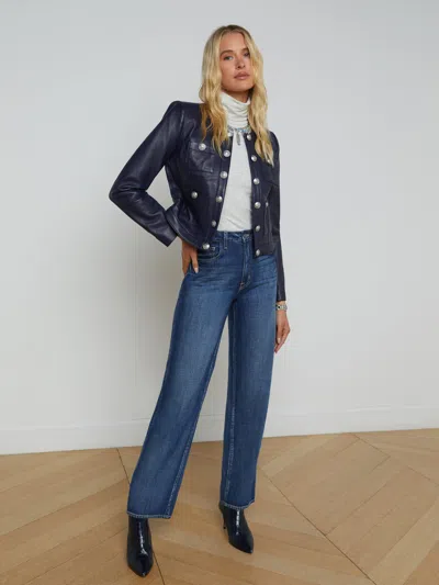 L'agence Jayde Leather Jacket In Midnight
