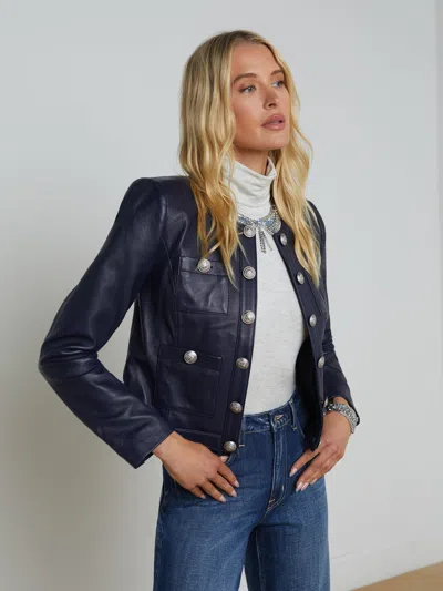 L'agence Jayde Leather Jacket In Midnight